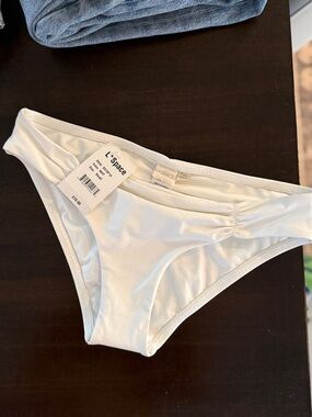 l*space White Ruched Bikini Bottom